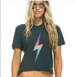 Aviator Nation Women’s Bolt Boyfriend Tee-Rainbow